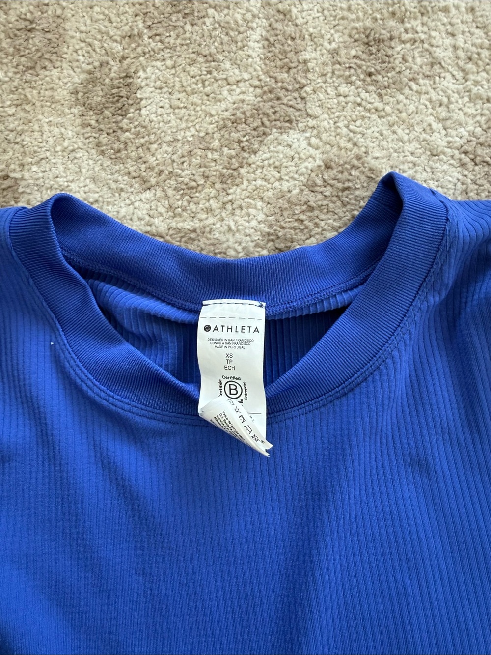 Athleta Ribbed Crewneck Tops - Blue, Green, Gray, Pink. 4 piece bundle. - Picture 4 of 9